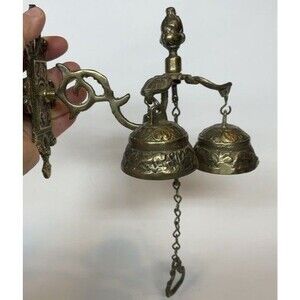 VTG Solid Brass Triple Door Chimes Entryway Country Store Jingle Door Bells 6"